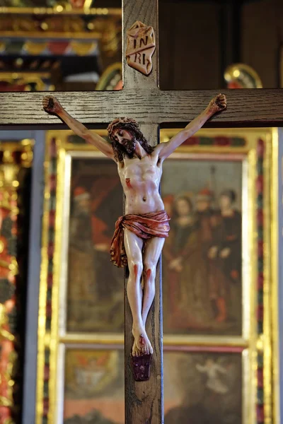 Kreuz Auf Dem Altar Der Kirche Der Heiligen Barbara Velika — Stockfoto