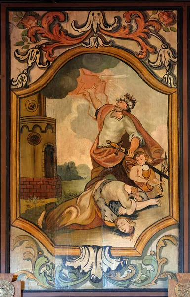 Μαρτύριο Και Θάνατο Της Αγίας Βαρβάρας Altarpiece Στην Εκκλησία Της — Φωτογραφία Αρχείου