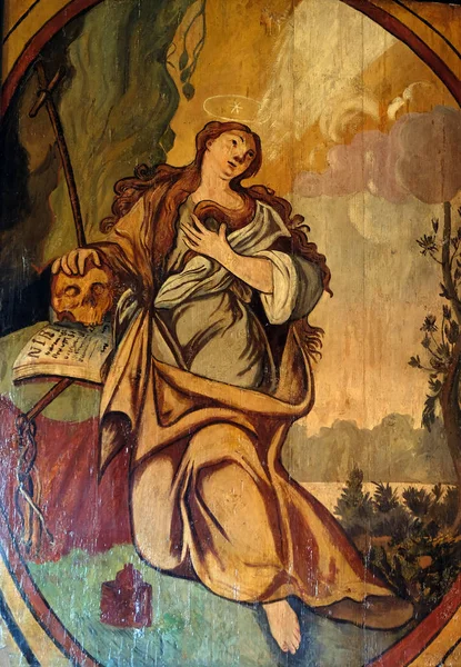 Saint Mary Magdalene Altartavlan Kyrkan Saint Barbara Velika Mlaka Kroatien — Stockfoto