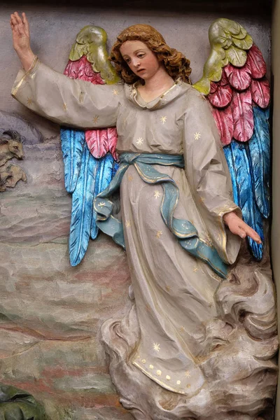 Angel Lord Visited Shepherds Informed Them Jesus Birth Altarpiece Church — Stock Photo, Image