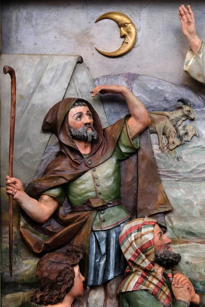 Angel Lord Visited Shepherds Informed Them Jesus Birth Altarpiece Church — Stock Photo, Image