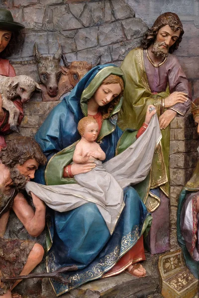 Scène Nativité Retable Dans Église Saint Matthieu Stitar Croatie — Photo