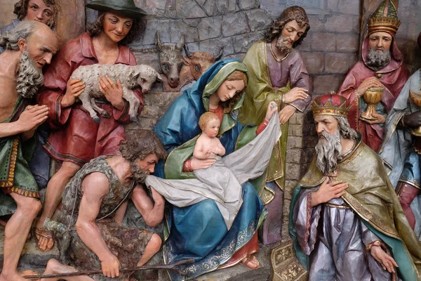 Presepe Pala Altare Nella Chiesa San Matteo Chitarra Croazia — Foto Stock