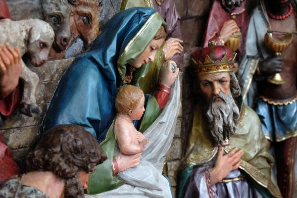 Presepe Pala Altare Nella Chiesa San Matteo Chitarra Croazia — Foto Stock