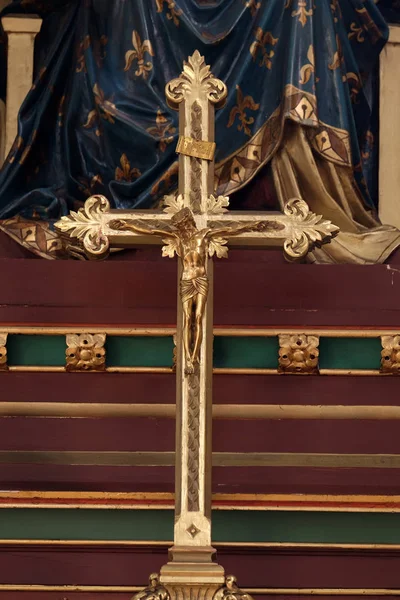 Cruz Sobre Altar Virgen María Catedral Zagreb Dedicada Asunción María —  Fotos de Stock