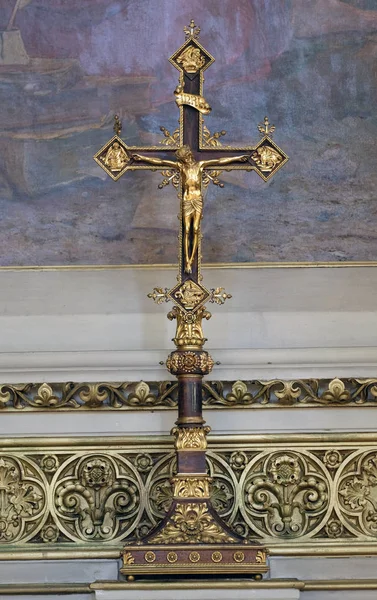 Cruz Sobre Altar San Jerónimo Catedral Zagreb Dedicada Asunción María —  Fotos de Stock