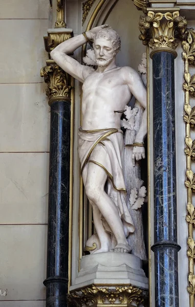 Saint Sebastian Staty Altaret Saint Jerome Zagrebs Katedral Tillägnad Antagandet — Stockfoto