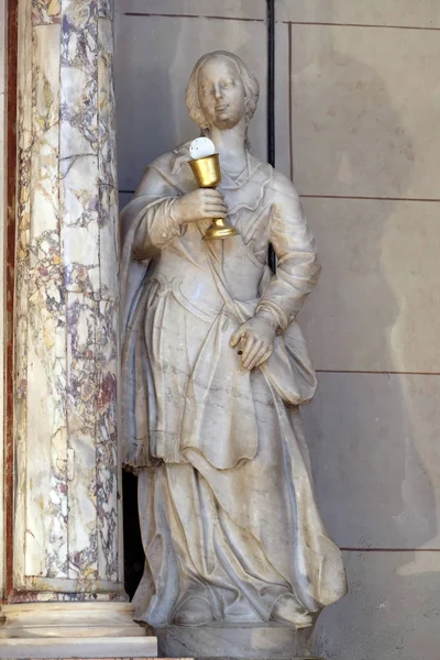 Santa Bárbara Estatua Altar Nuestra Señora Catedral Zagreb Dedicada Asunción —  Fotos de Stock