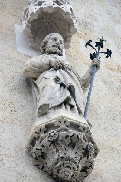 Estatua San José Portal Catedral Zagreb Dedicada Asunción María —  Fotos de Stock