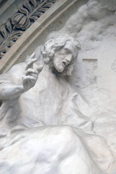 Estatua Jesús Portal Catedral Zagreb Dedicada Asunción María — Foto de Stock