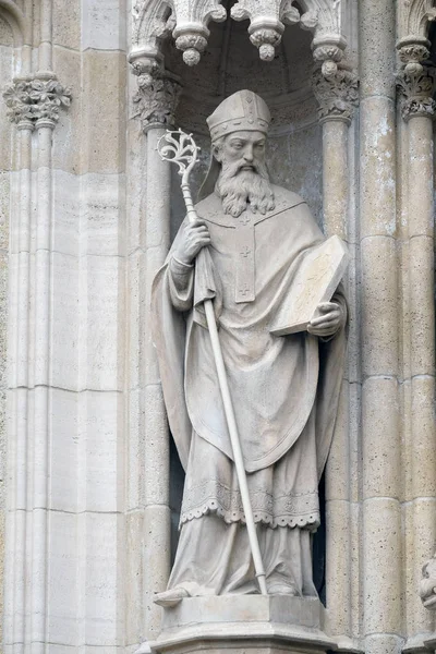 Statue Saint Methodius Portal Zagreb Cathedral Dedicated Assumption Mary — Stock Photo, Image