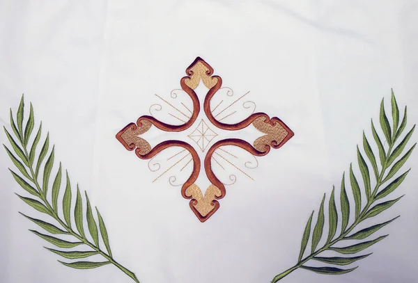 Cross Detail Church Vestment Made Sisters Charity Saint Vincent Paul — Stock Photo, Image