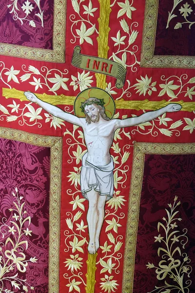 Kruisiging Detail Van Kerk Vestment Gemaakt Door Zusters Van Liefde — Stockfoto