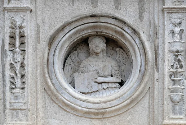 Symbol Saint Matthew Evangelist Marble Pulpit Jacopo Paolo Ferrara Dated — Stock Photo, Image