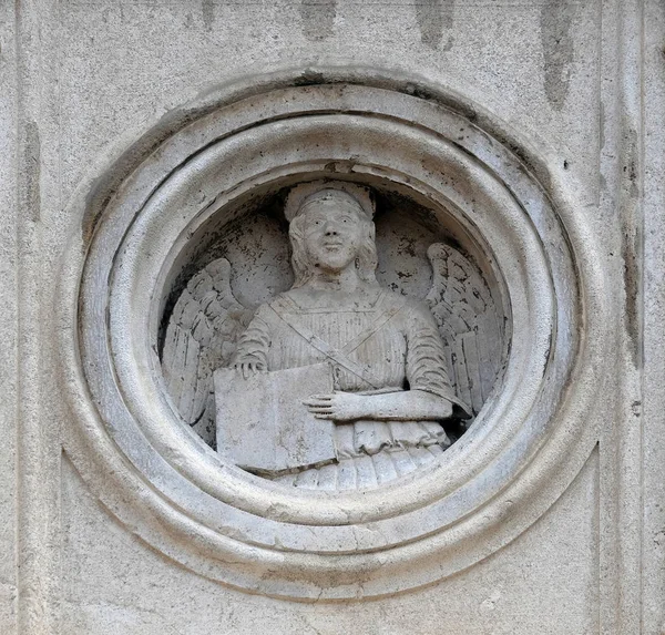 Symbol Saint Matthew Evangelist Marble Pulpit Jacopo Paolo Ferrara Dated — Stock Photo, Image