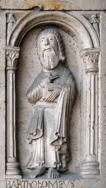 Heiliger Apostel Bartholomäus Bassrelief Von Anhängern Von Wiligelmo Fürstentor Kathedrale — Stockfoto