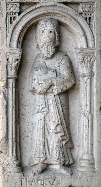 Saint Judas Thaddeus Apostle Bass Relief Followers Wiligelmo Princes Gate — Stock Photo, Image