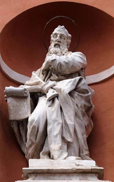 Saint Augustine Staty Portalen Barbabas Kyrka Italien — Stockfoto