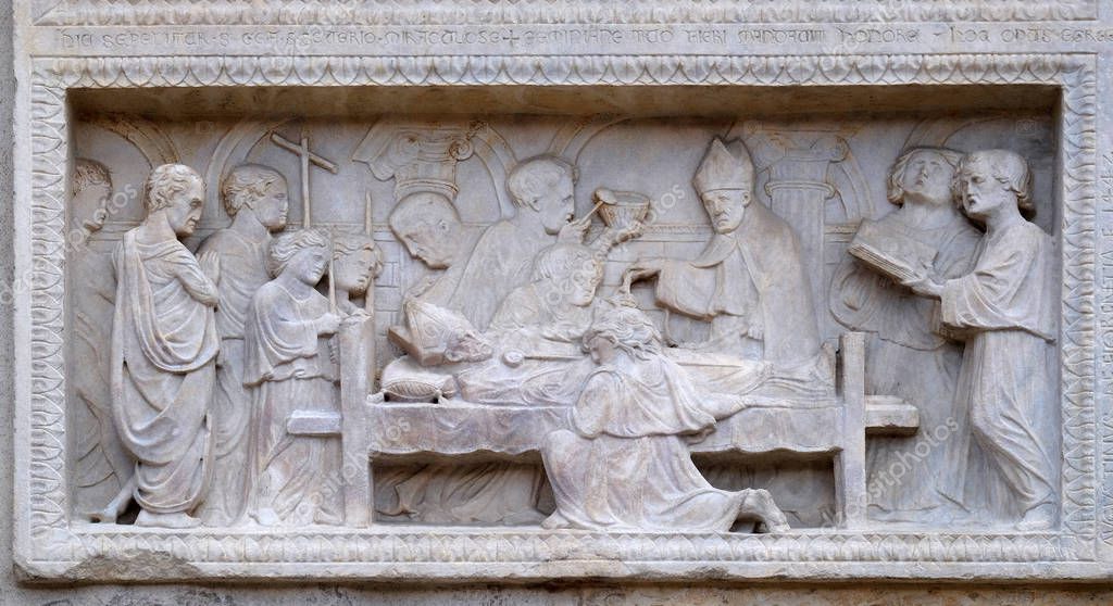 Panel con episodios de la vida de San Geminiano, por Agostino di Duccio