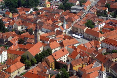 Varaždin, Kuzeybatı Hırvatistan şehirde havadan görünümü