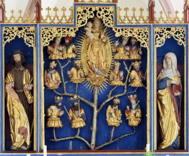 The Tree of Jesse, altar in chapel Amorsbrunn in Amorbach, Forest of Odes Bavaria, Germany clipart