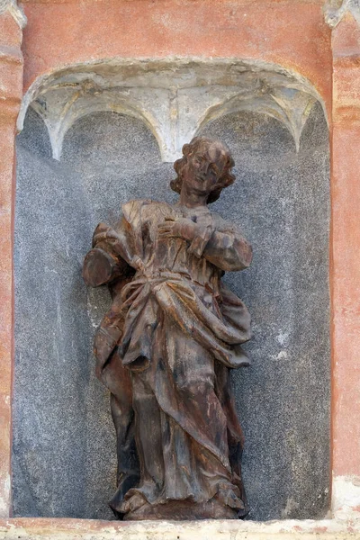 Estatua Santo Portal Sur Iglesia San Marcos Zagreb Croacia — Foto de Stock