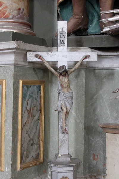 Kreuz Auf Dem Altar Der Pfarrkirche Mariä Himmelfahrt Marija Muri — Stockfoto