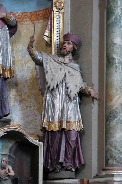 San Giovanni Nepomuceno Statua Sull Altare Nella Chiesa Parrocchiale Dell — Foto Stock