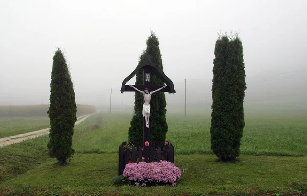 Crucifix Routier Dans Région Zagorje Croatie — Photo