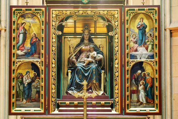 Altar Virgem Maria Catedral Zagreb Dedicado Assunção Maria — Fotografia de Stock