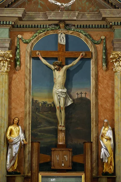 Crucifixion Retable Dans Église Paroissiale Sainte Croix Zacretje Croatie — Photo