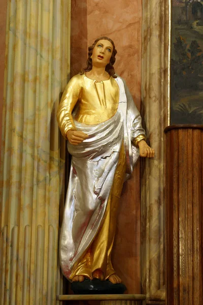 Johannes Statue Auf Dem Hauptaltar Der Pfarrkirche Des Heiligen Kreuzes — Stockfoto