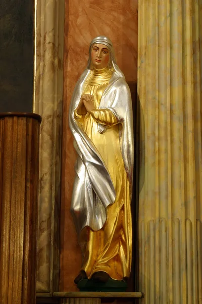 Virgem Maria Estátua Altar Principal Igreja Paroquial Santa Cruz Zacretje — Fotografia de Stock
