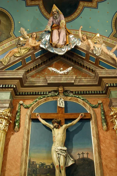 Crucifixion Retable Dans Église Paroissiale Sainte Croix Zacretje Croatie — Photo