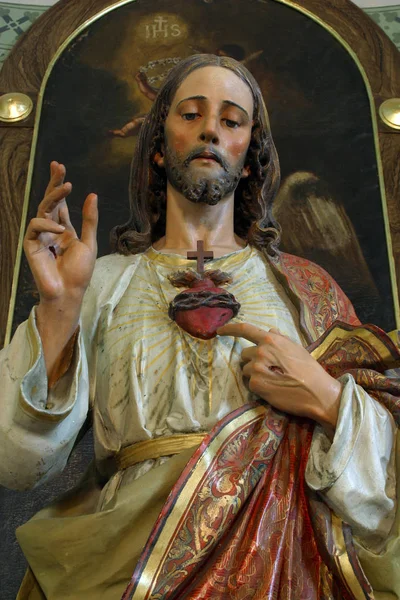 Najświętszego Serca Pana Jezusa Ołtarz Kościele Parafii Krzyża Świętego Zacretje — Zdjęcie stockowe