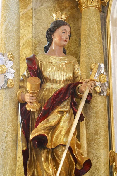 Saint Barbara Statue Main Altar Chapel Saint Vitus Komor Zacretski — Stock Photo, Image