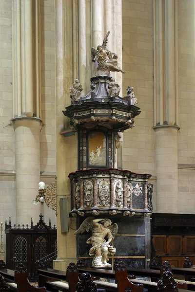 Pulpit Zagreb Cathedral Dedicated Assumption Mary — Stock Photo, Image