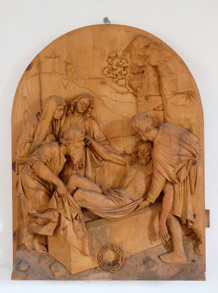 Colocación Cristo Tumba Relieve Capilla Amorsbrunn Amorbach Bosque Odas Baviera — Foto de Stock