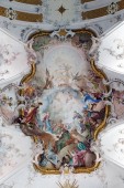 Картина, постер, плакат, фотообои "the adoration of the lamb , fresco by matthaus gunther in benedictine monastery church in amorbach, germany ", артикул 217540408