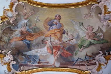 Saint Joseph, fresk tarafından Matthaus Gunther Benedictine Manastırı Kilisesi Amorbach, Almanya