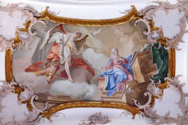Mary, fresk Benedictine Manastırı Kilisesi Amorbach, Almanya'da Matthaus Gunther tarafından duyuru 