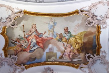 Saint James yaşlı ve Aziz Yahuda Thaddeus, fresco tarafından Matthaus Gunther Benedictine Manastırı Kilisesi Amorbach, Almanya 