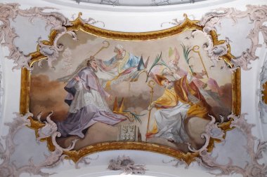 Amorbach abbots ve Verden ve şehit: Saint nın, Kortyla, Haruchus ve Erlulphus açık havada tarafından Matthaus Gunther Benedictine Manastırı Kilisesi Amorbach, Almanya 