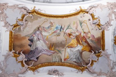 Amorbach abbots ve Verden ve şehit: Saint nın, Kortyla, Haruchus ve Erlulphus açık havada tarafından Matthaus Gunther Benedictine Manastırı Kilisesi Amorbach, Almanya 