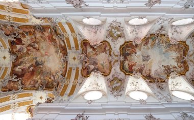 Bavaria, Almanya için alt Franconia Miltenberg ilçe Amorbach Benedictine Manastırı kilisede tavan fresk tablo