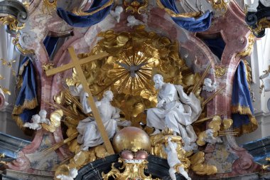Kutsal Üçlü, ana sunak Amorbach Benedictine Manastırı Kilisesi Franconia, Bavyera, Almanya ' 