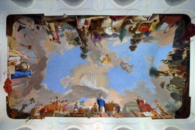 Fresco painting on the ceiling of the Library in Amorbach Benedictine abbey in Lower Franconia, Bavaria, Germany  clipart