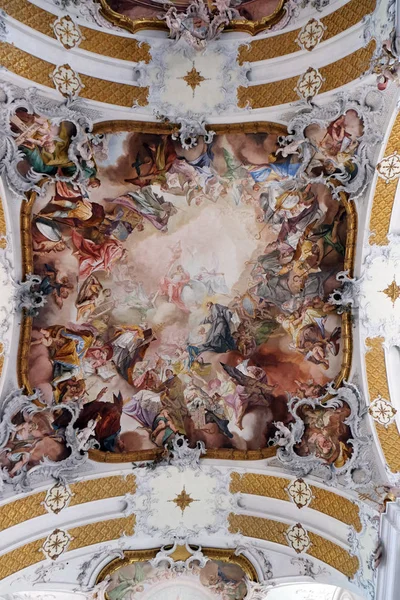 Poslední Soud Glorifikaci Benediktinského Řádu Freska Matthaus Gunther Benediktinském Klášterním — Stock fotografie