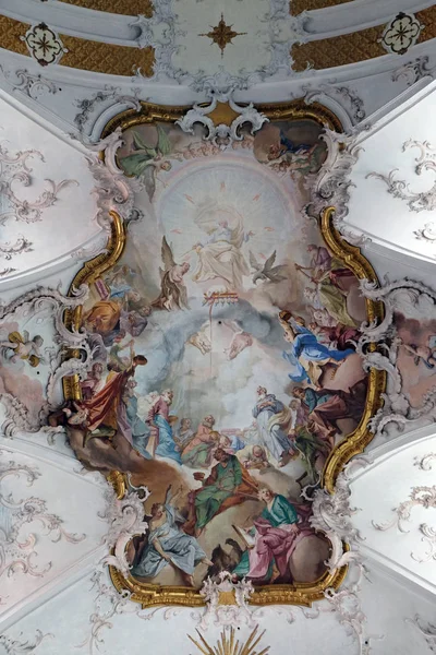 Adorazione Dell Agnello Affresco Matthaus Gunther Nella Chiesa Del Monastero — Foto Stock