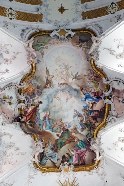 Adorazione Dell Agnello Affresco Matthaus Gunther Nella Chiesa Del Monastero — Foto Stock